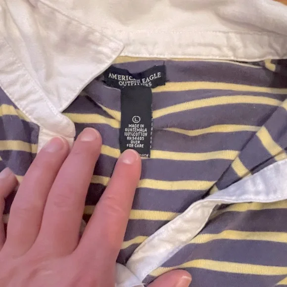 Vintage 90s American Eagle Outfitters Rugby Long Sleeve Shirt - Picture 2 of 4